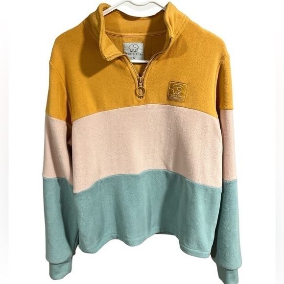 Ivory Ella Fleece 1/4 zip colorblock sweatshirt Size Small Y2K Casual Cozy Warm - Picture 3 of 8